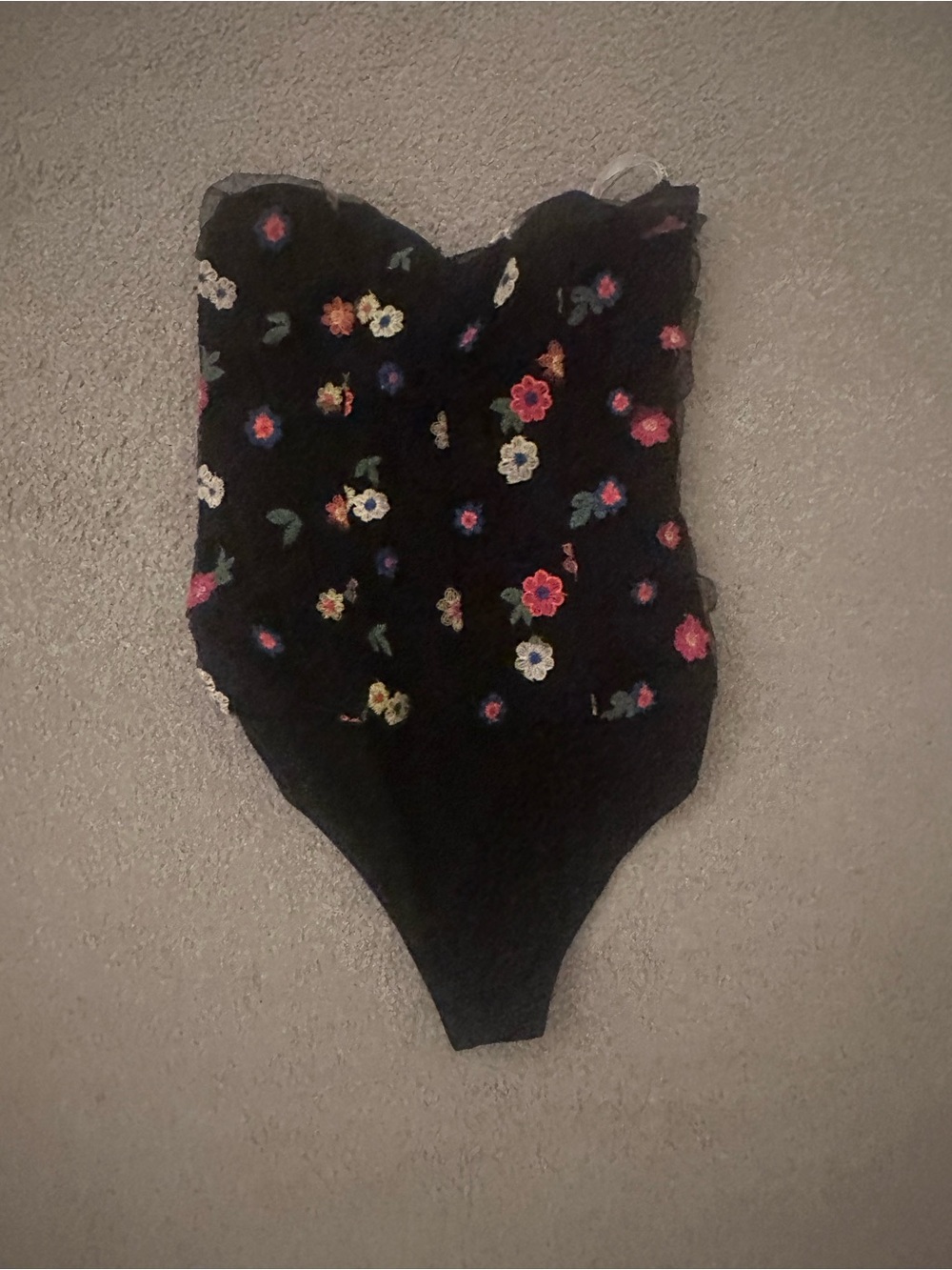 Lovers + Friends Black Floral Embroidered Lace Bustier Bodysuit